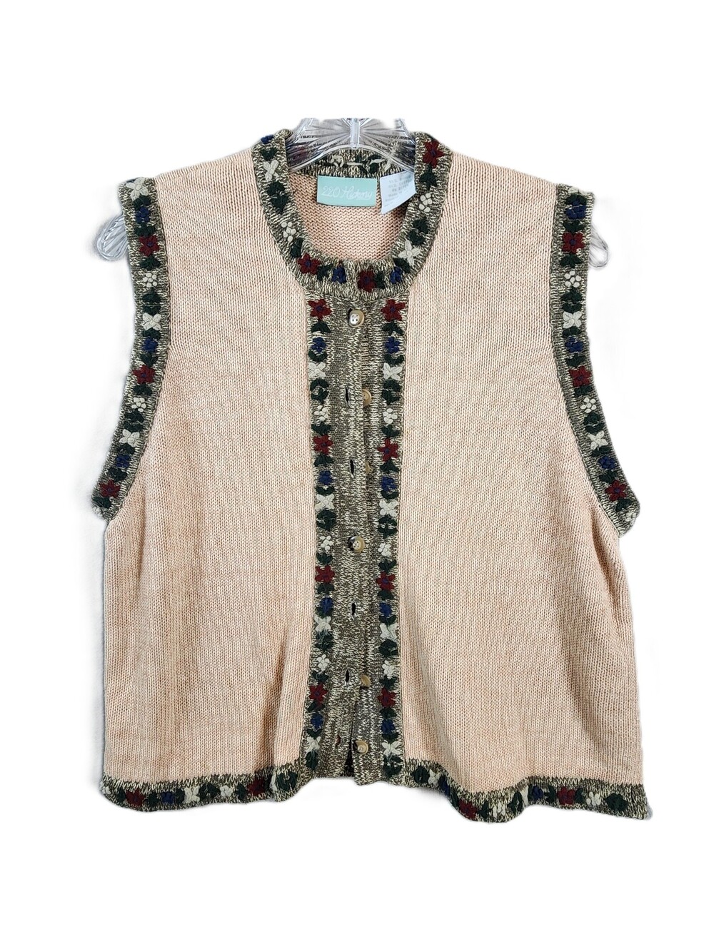220 Hickory Knit Sweater Vest Women Medium Beige